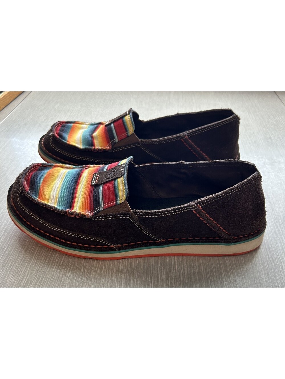 Ariat Cruisers Chocolate Boho Aztec Saddle Blanket Sunset Shoes 9B - Picture 2 of 8